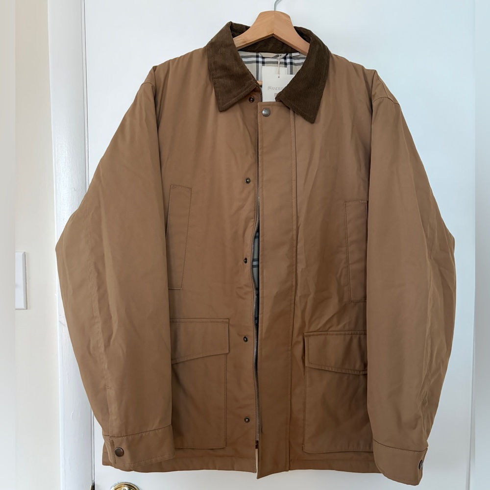 JW ANDERSON Tan Field Jacket with Dark Brown Corduroy Collar